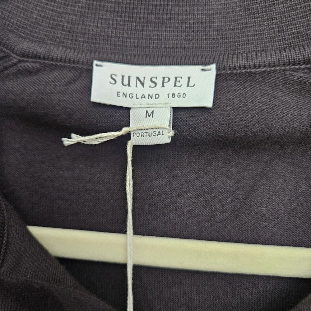 Sunspel Polo Sweater Men Medium Brown Sea Island Cotton Cashmere Knit Luxury Top